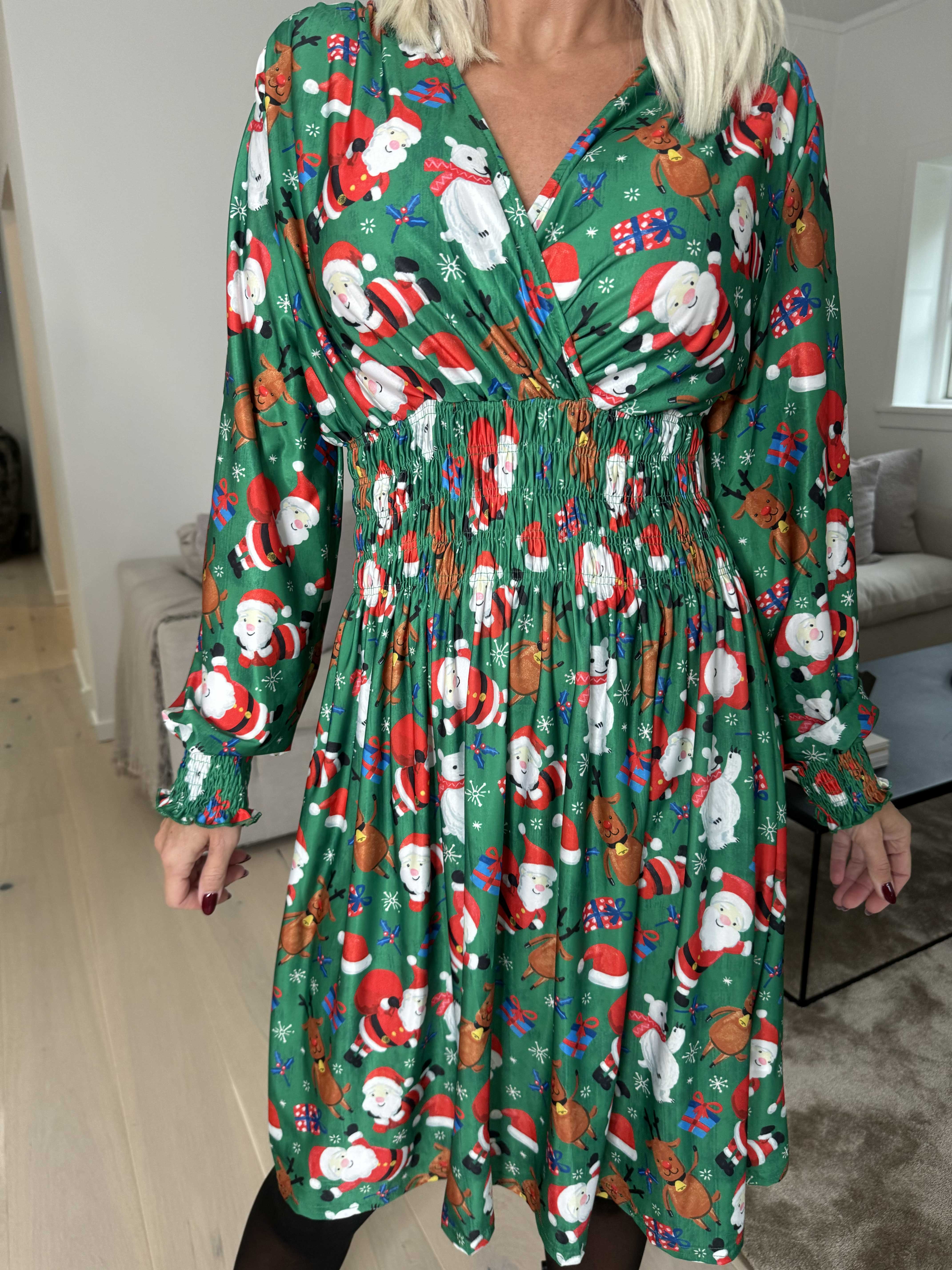 Pams Christmas Short L/S - Elastisk klänning med jultryck